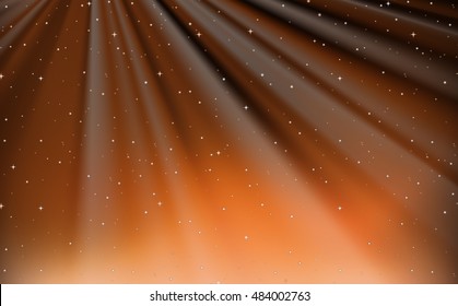 Background design with stars on orange sky illustration