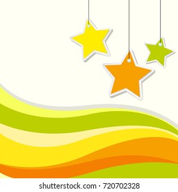 Background design with stars and yellow wavy lines illustration
