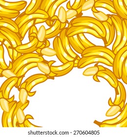 Background design with stylized fresh ripe bananas.