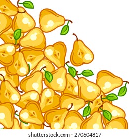 Background design with stylized fresh ripe pears.