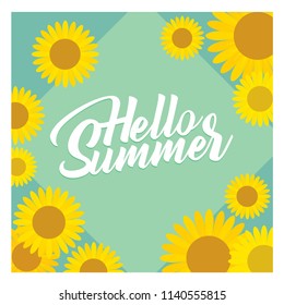 Background design with summer theme and flowers