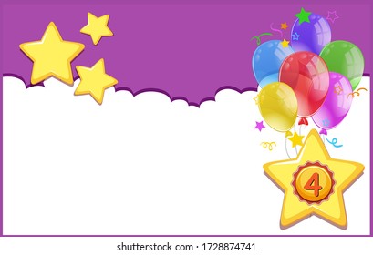 Background design template with balloons and stars illustration