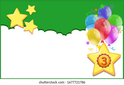 Plantilla de diseño de fondo con globos coloridos e ilustración de estrellas