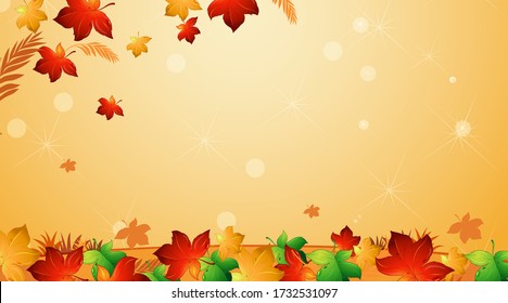 Background design template with colorful leaves illustration