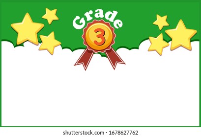 Background design template for grade three with yellow stars illustration