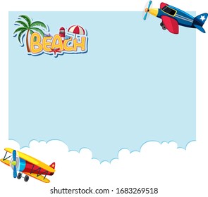 Background design template with planes flying in blue sky illustration