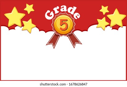 Background design template with stars for grade five illustration