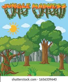 Background design with trees in forest background illustration
