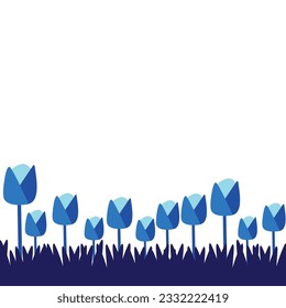 Diseño de fondo, vector de tulipán, azul
