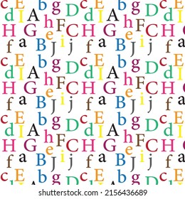 Background design in uppercase and lowercase English letters in different colors in a professional manner on a white background