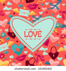 Background design with Valentine's and Wedding icons.