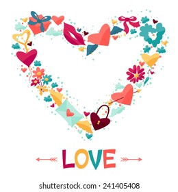 Background design with Valentine's and Wedding icons.