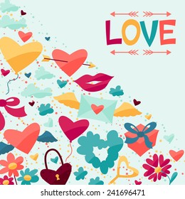 Background design with Valentine's and Wedding icons.