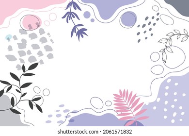 background for design. Vector design templates in simple modern style with copy space for text, flowers and leaves wallpapers.