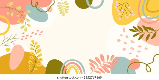  background for design. Vector design templates in simple modern style with copy space for text, flowers and leaves wallpapers.