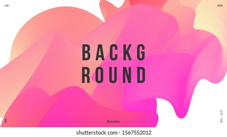 Background design. Vibrant gradient. Colorful blond, razzle dazzle rose, radical red gradients. Wavy 3d shapes. Applicable for placard, banner, flyer, presentation, cover and report. Eps10 vector.