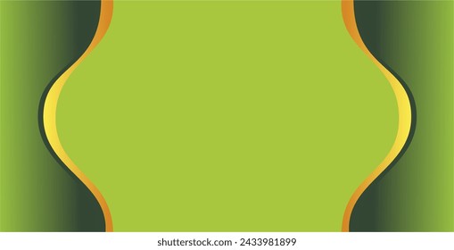 The background design for visual communication design is a composition of planes and curved lines with green gradients, empty space for placing text and illustrations