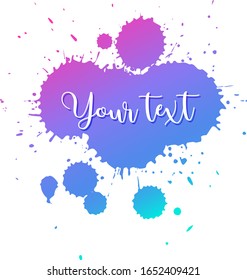 Diseño de fondo con salpicaduras de color agua en azul y violeta en la ilustración de fondo blanco