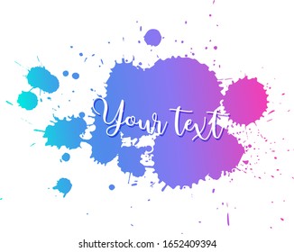 Background design with watercolor splash in bright colors on white background illustration