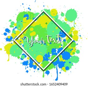 Background design with watercolor splash in bright colors on white background illustration