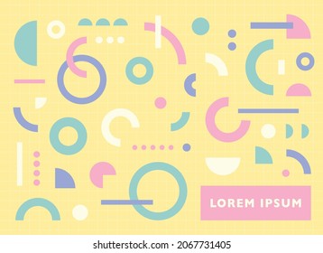 Background design in which fragmented circle shapes are randomly scattered. Simple pattern design template.