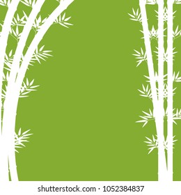 Background design with white bamboo on green illustration