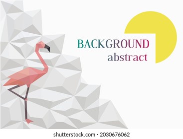Diseño de fondo con polígonos blancos y flamingo rosa. Textura abstracta blanca. Ilustración vectorial.