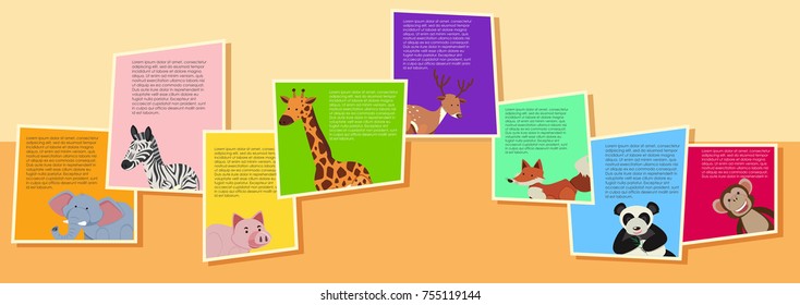 Background design with wild animals and text illustration