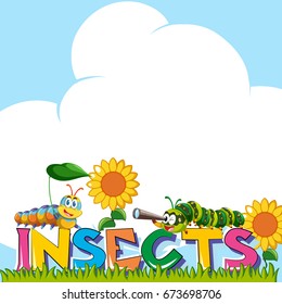 Background design with word insects illustration
