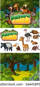 Background design with word nature calls illustration