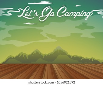 Background design with words let's go camping illustration