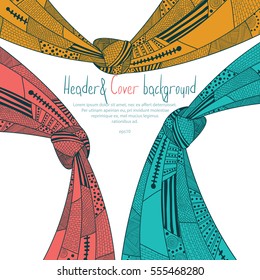 Background of design your header and cover page, introduction page, preview page, and also represent tie a knot textile graphic in doodle style 