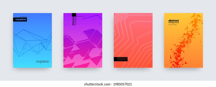Background designs, set of modern abstract colorful patterns, vector illustration