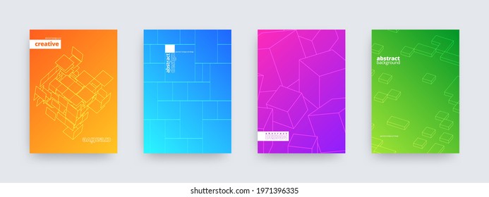 Background designs, set of modern colorful covers, abstract patterns, vector illustration