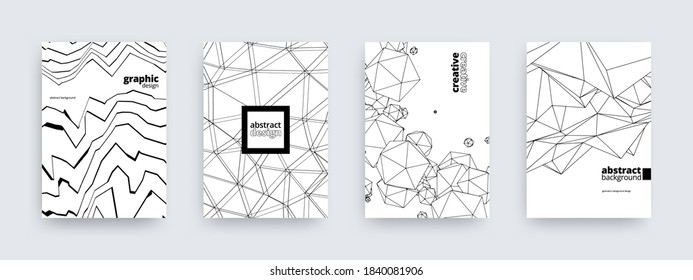 Background designs, set of modern covers, abstract patterns, vector illustration