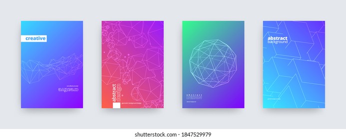 Background designs, set of modern covers, abstract patterns, vector illustration