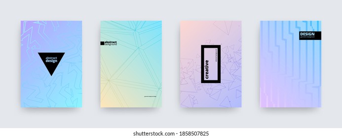 Background designs, set of modern pastel colored covers, abstract patterns, vector illustration