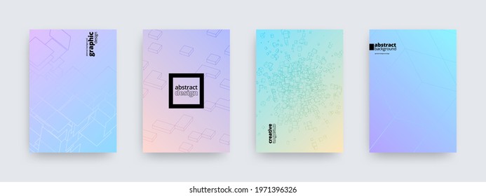 Background designs, set of modern pastel colored covers, abstract patterns, vector illustration