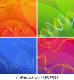 Background designs with wavy lines in four colors illustration