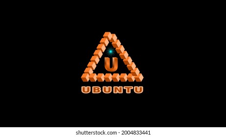 background for the desktop of the computer with the operating system linux, ubuntu. the logo of the distributor in a triangle made of orange cubes. the size is 4K. vector.