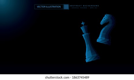 Background for the desktop on the topic of chess. One chess piece beats the second. The illustration is made in an abstract style. Can be used for business presentations and other things.