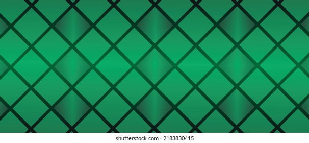 Background with diagonal green squares. Background with green and black gradient. Futuristic and abstract banner. Diagonally aligned geometric shapes and lines