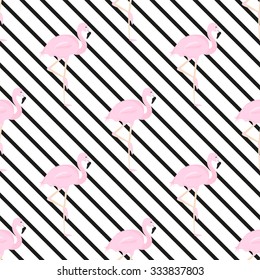 background with diagonal stripe and flamingos