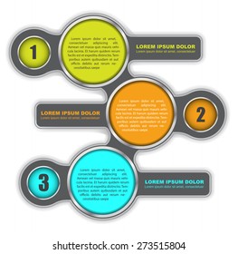 Background diagram with three colored steps and a place for text