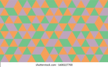 Background of diamonds, triangles of different colors. Colors: orange, light green, light purple. Abstraction. For Wallpaper seamless.