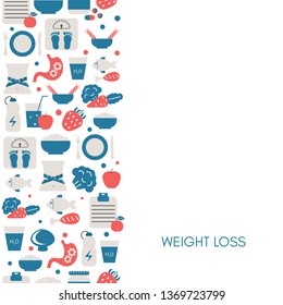 Background with diet and healthy lifestyle icons. Trendy flat design.