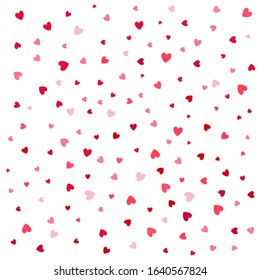 Antecedentes con diferentes corazones de confeti de colores para el tiempo de San Valentín. Patrón sin foco. Ilustración vectorial 