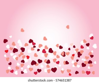background with different colored confetti hearts for valentine time 