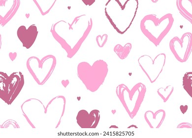 Background with different colored hearts for Valentine's day. Seamless pattern. Hearts border.