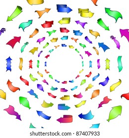 Background of different colourful arrows on white background. Vector